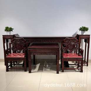 Mahogany nave six-piece set black gold sandalwood table eight fairy table flower rack combination furniture Brazil black acid branch table set