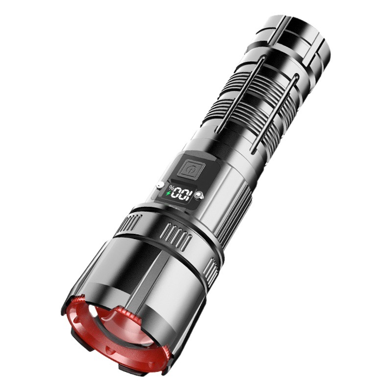 LCD pantalla digital linterna zoom blanco láser linterna de aleación de aluminio luz fuerte tiro largo linterna de alta potencia