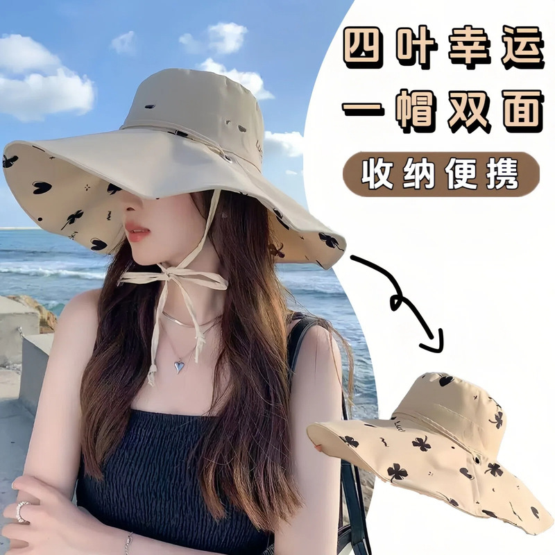 Double-Sided Fisherman Hat with Large Brim, Seaside Vacation Sun Protection Hat, Women's Fisherman Hat, Anti-Uv Sun Hat, Beach Hat Double-Sided Fisherman Hat with Large Brim, Seaside Vacation Sun Protection Hat, Women's Fisherman Hat, Anti-Uv Sun Hat, Beach Hat