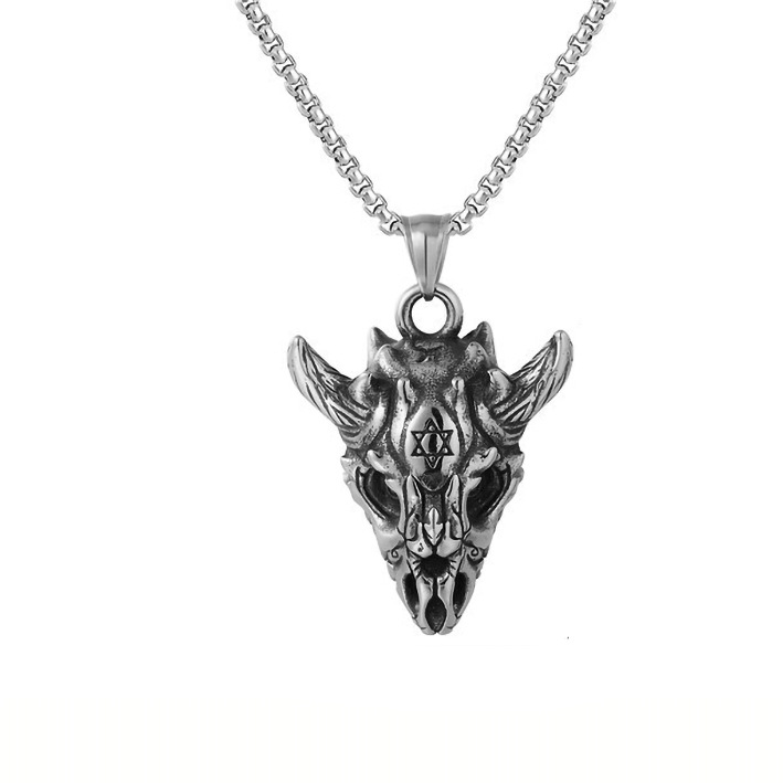 Collana unisex alla moda in acciaio inossidabile con testa di mucca e stile identico a quello delle celebrità_voghion.com
