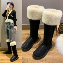 明星同款高筒雪地靴女2023冬季新品韓版長靴加絨加厚保暖絨口棉靴