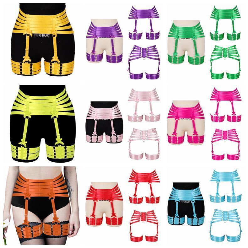Punk Garter Thigh Strap Bow Belt Sexy Cut Out Dance Performance Clothing Restraint Belt Adjustable Punk Garter Thigh Strap Bow Belt Sexy Cut Out Dance Performance Clothing Restraint Belt Adjustable