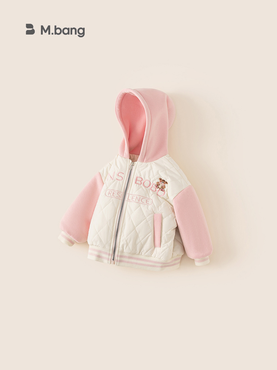 Youbao ropa para niños abrigo con capucha de invierno para niñas estilo occidental rosa bebé más chaqueta gruesa de terciopelo ropa de otoño e invierno para niños