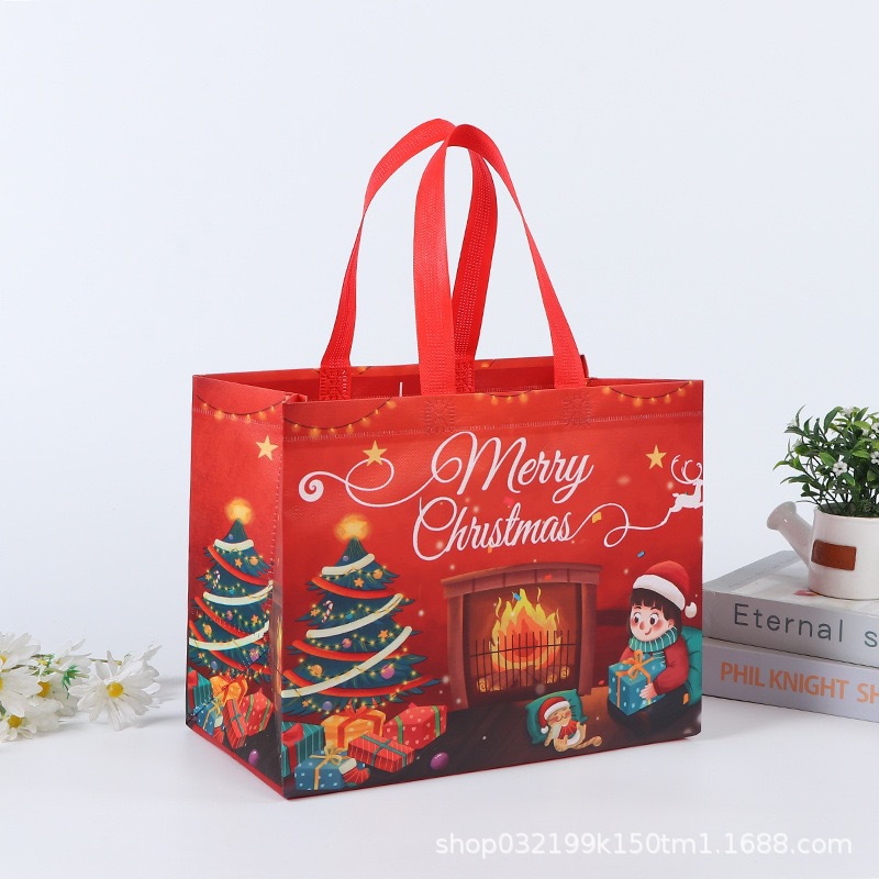 Bolso no tejido de Navidad bolso de mano logotipo personalizado gran película de dibujos animados transfronterizos alta sensación bolsa de embalaje de regalo