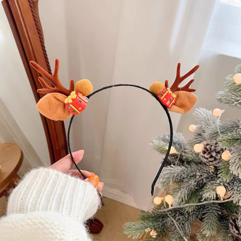 国境を越えたクリスマス森系ヘアバンド雪だるま鹿角ヘアアクセサリー子供祭りヘアクリップかわいいパーティー髪飾り|undefined