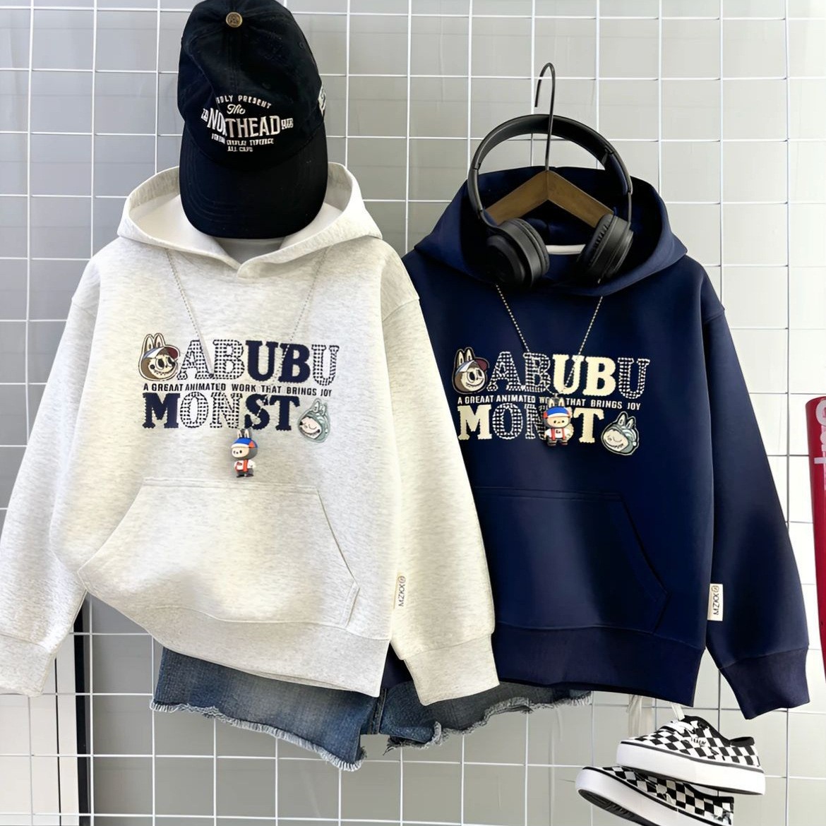 Boys and Girls Tops 2025 Autumn and Winter New Kidsren's Korean Style Medium and Large Kidsren's Cartoon Labubu Style Casual Sweatshirts