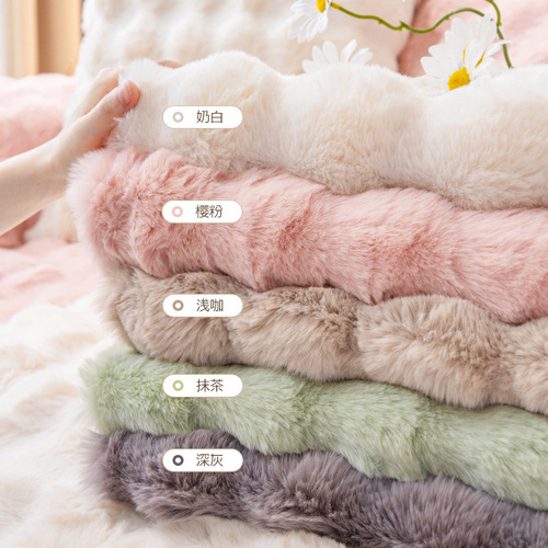 A级撸猫感兔毛绒沙发垫冬季加厚保暖沙发套罩 新款毛绒盖布巾