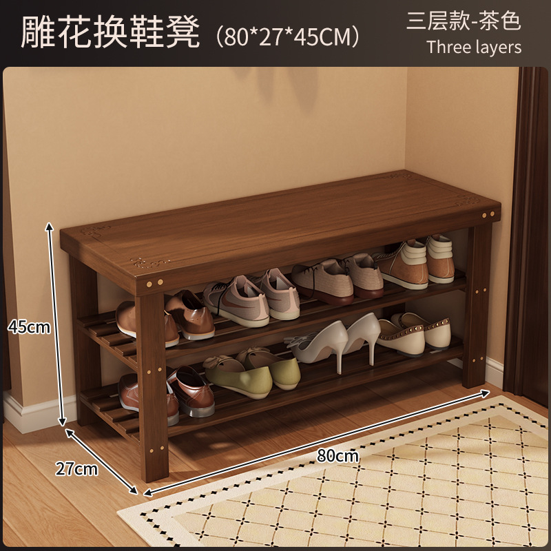 Zapatero integrado con banco para cambiar zapatos para uso doméstico en la entrada del pasillo, se puede usar para sentarse, banco de almacenamiento de zapatos de varias capas simple para apartamentos de alquiler. image 15
