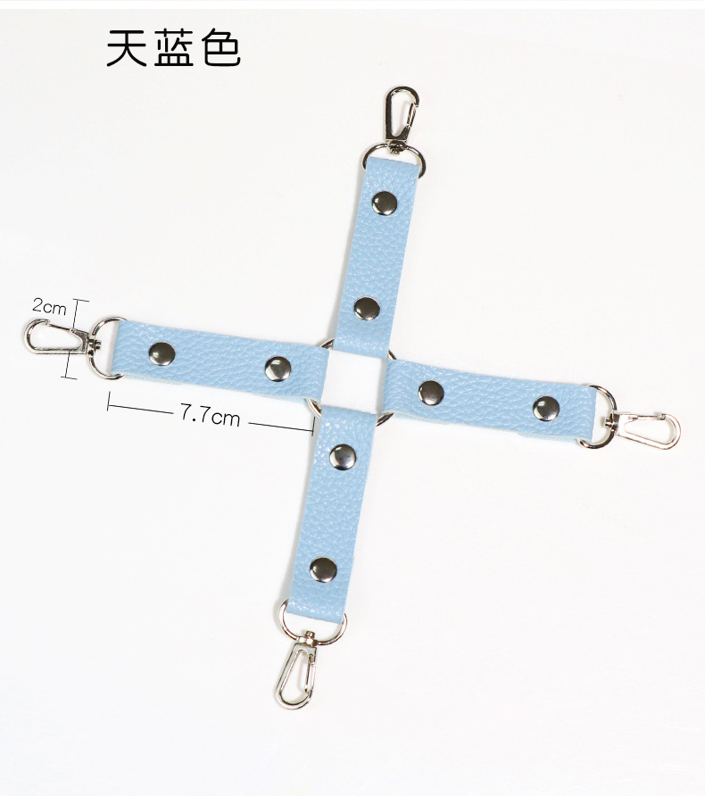 Textured Leather Bondage Set with Plush-Lined Handcuffs, Bracelet, Shackles and Neck Cover — detail image 11