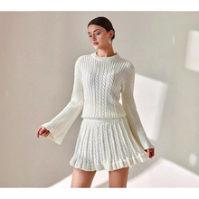 2025年跨境新款秋冬季女士羊毛针织衫套装气质针织两件套时尚女装