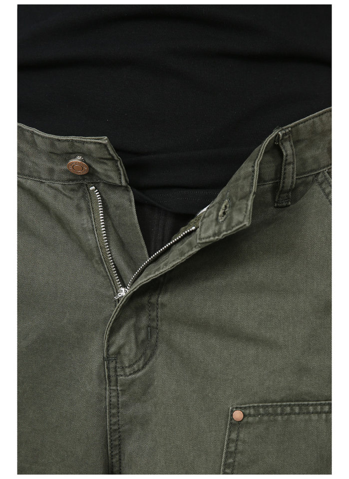 Quần short nam denim ống rộng , lưng cao thoải mái mặc mùa hè — Màu cà phê, Màu xanh lá, Màu đen chi tiết 12