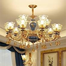 客厅灯欧式吊灯2024年新款陶瓷奢华别墅大厅主灯饭厅卧室水晶灯具
