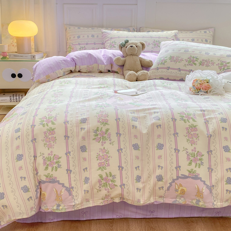 Cuatro piezas de algodón puro fresco de clase madre y niño grado ab cubierta de edredón 40 impresión doméstica de cuatro estaciones