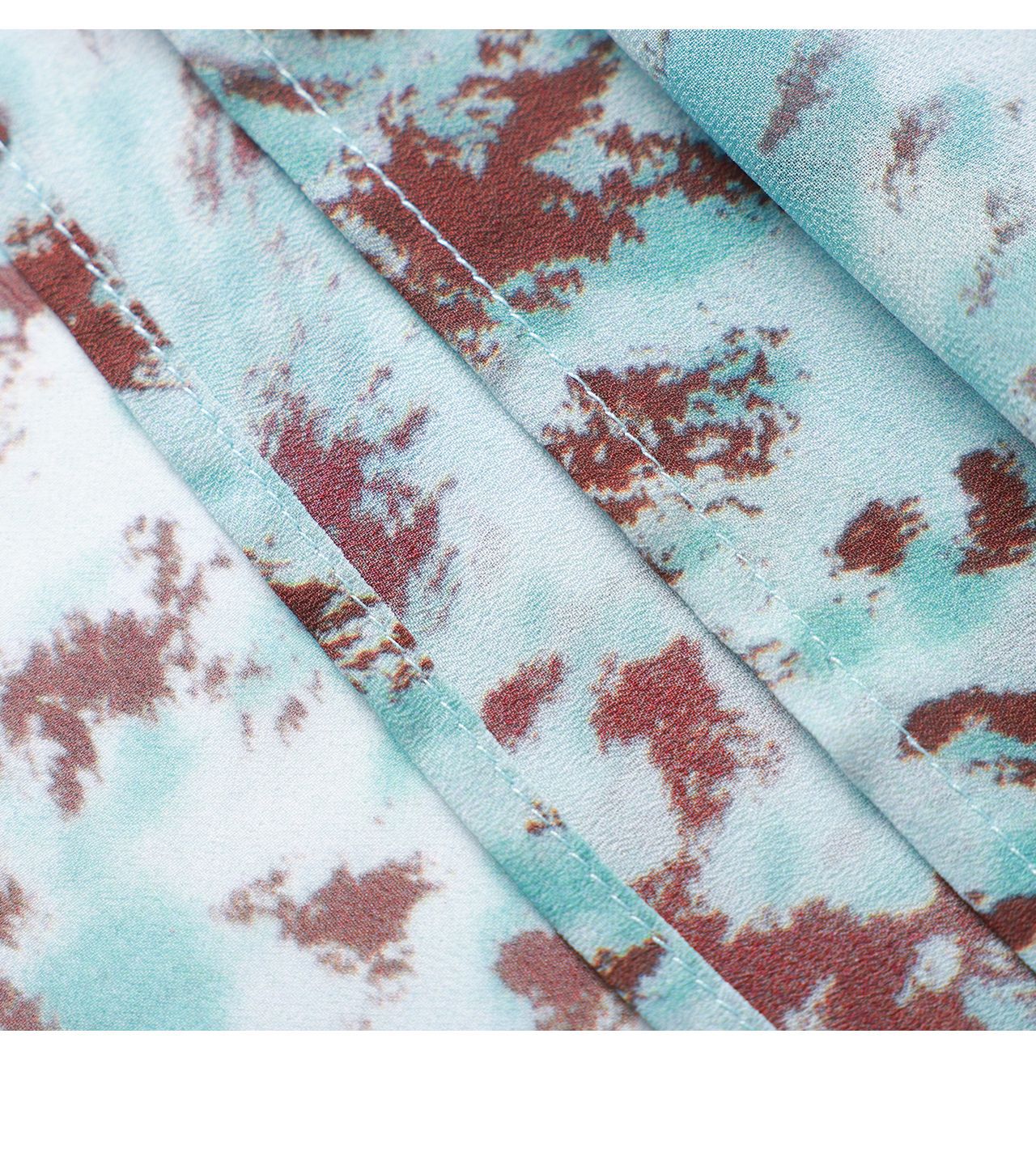 Đầm maxi nữ cổ V tay lá sen chất liệu chiffon in hoa nhí — xanh lam chi tiết 23