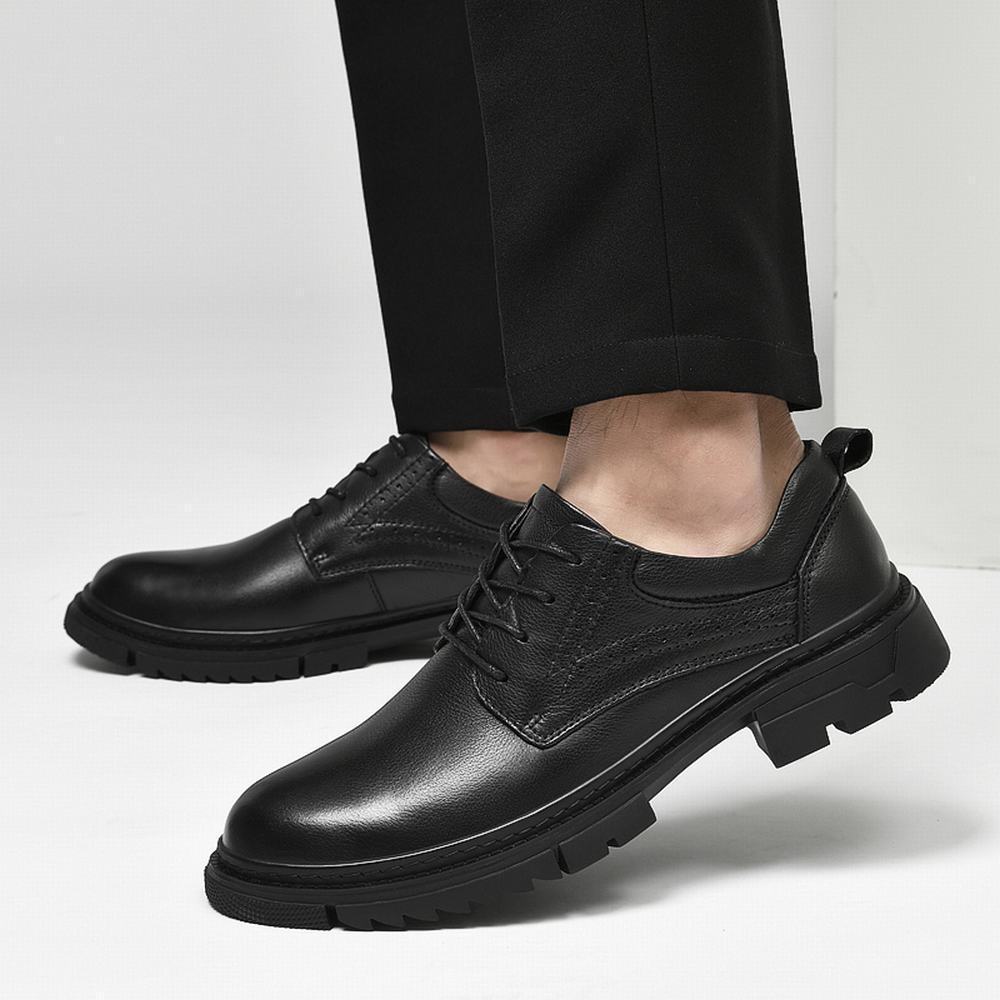 大碼春夏新款男士休閑皮鞋男商務鞋頭層牛皮男鞋潮流男小碼皮鞋