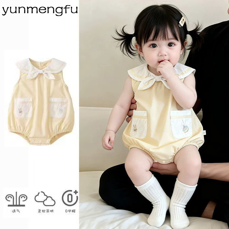 Baby Summer Thin Romper 2026 New Style for Young Infants, Sweet Princess Doll Collar Onesie for 100-Day-Old Babies