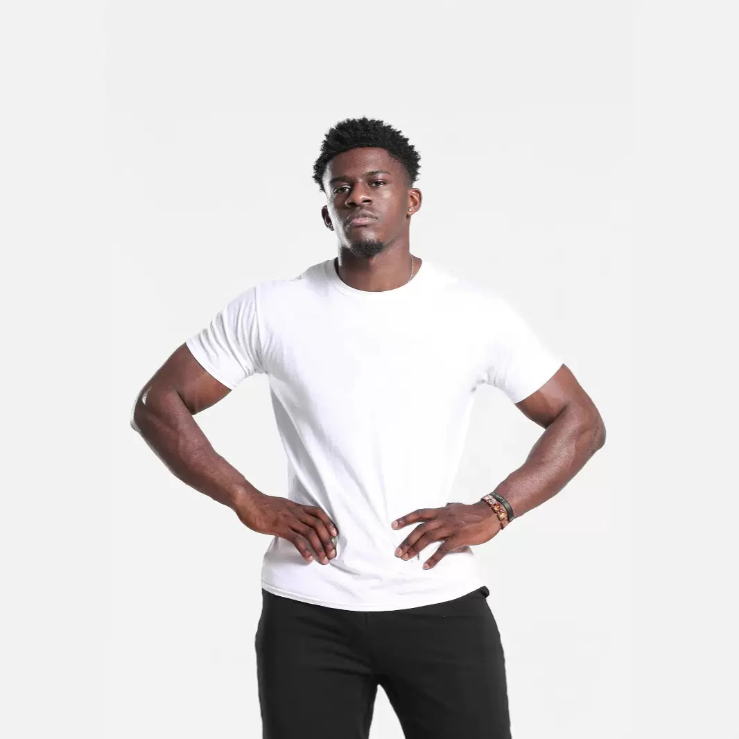 纯色弹力短袖男运动休闲套装透气T恤肌肉训练服健身衣棉潮流款