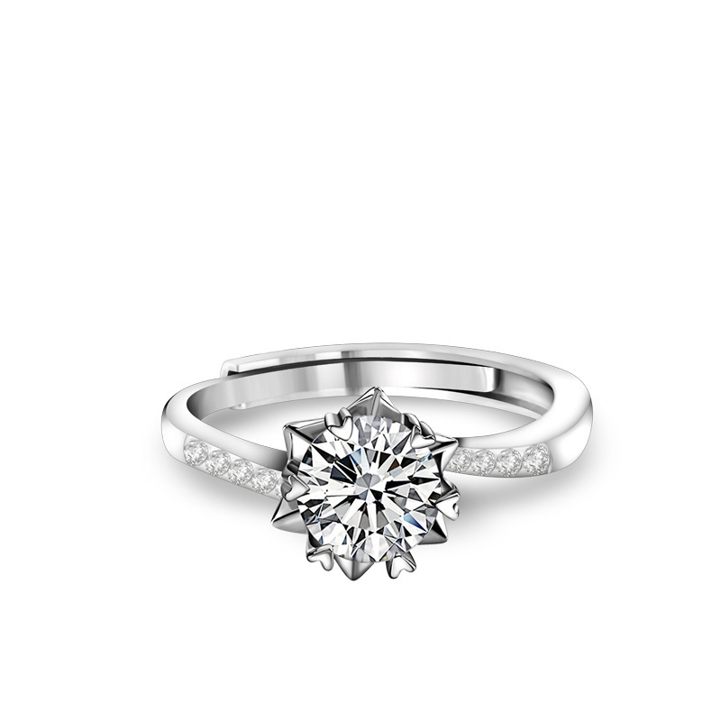 S925 Morsang Shinv Ring Snowflake Morsang Ring 1 Carat goods in stock live broadcast