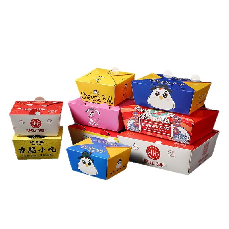 Caja de pollo frito comercial desechable transfronteriza personalizada, pierna de pollo sin descuento, arroz de pollo, caja de empaque de bocadillos, caja de comida para llevar de papel de aluminio