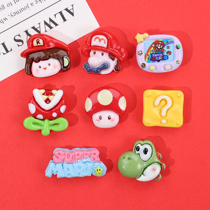 Super Mario suit combination resin accessories Super Mary Mario winter DIY hole shoes shoes flower shoes buckle