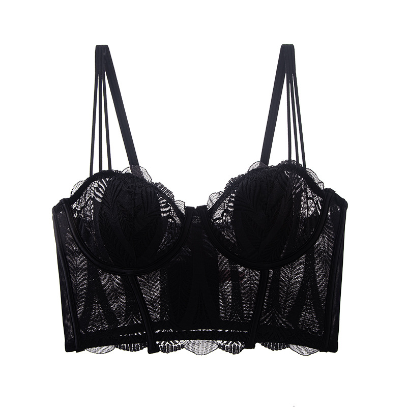 Belleza espalda ropa interior orejas de conejo sujetador espina de pescado pecho grande adelgazamiento ropa interior delgada anti-flacidez encaje francés ropa interior