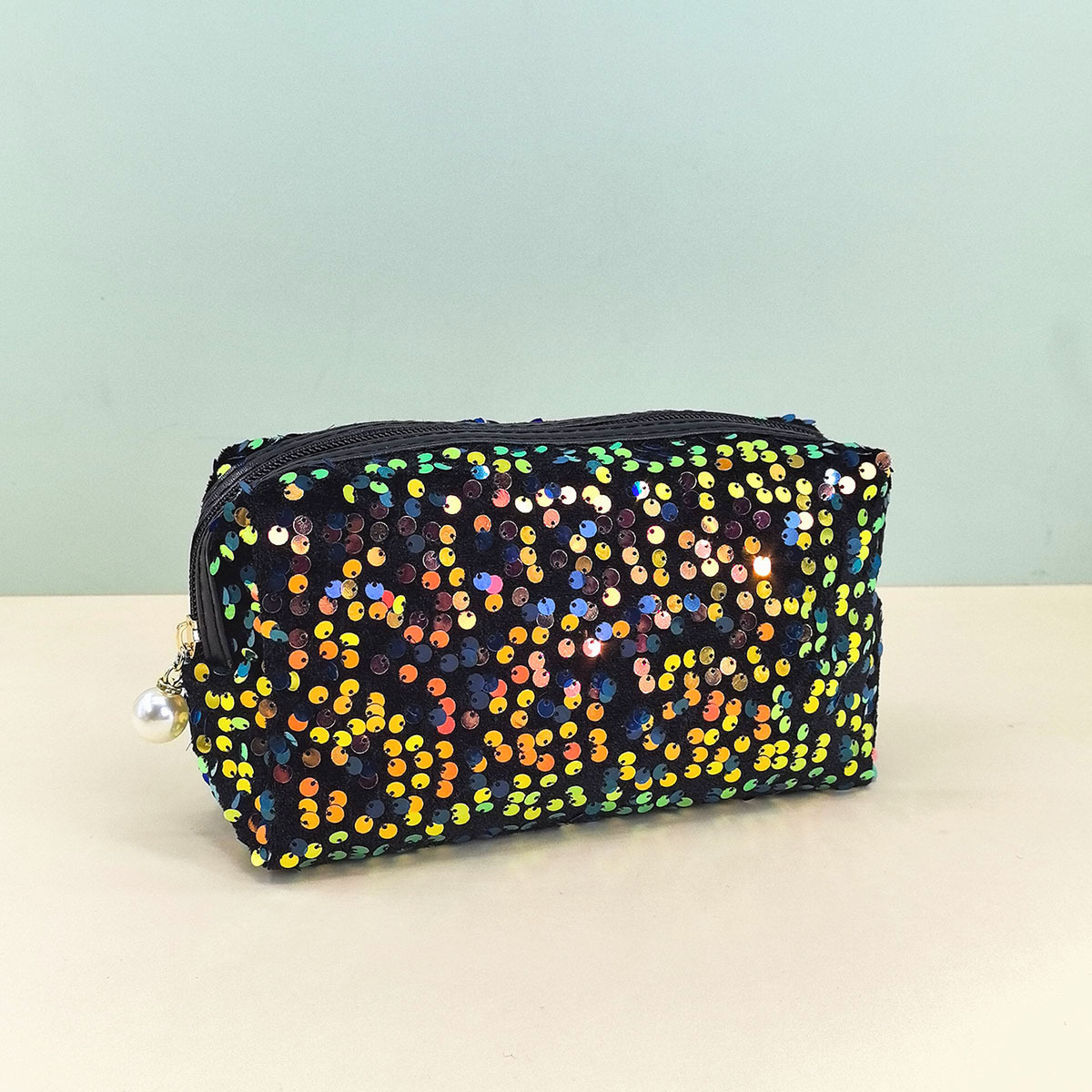 Women's Gender Vintage Style Sequins Velvet Sequin Square Makeup Bags