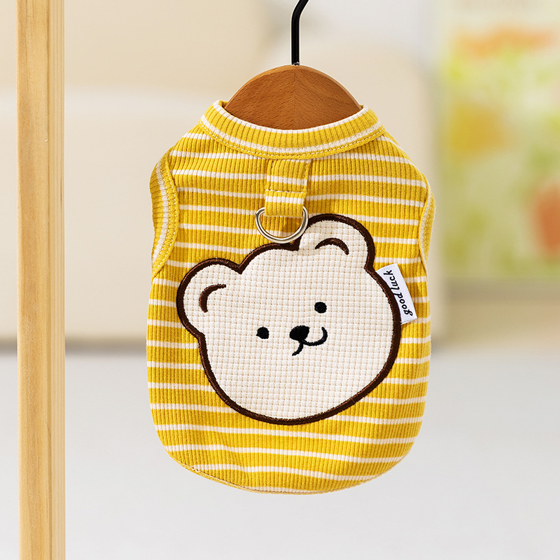 Primavera y verano coreano perros boca inclinada chaleco de dibujos animados rayos osos perros pequeños Teddy gatos ropa de mascotas de verano