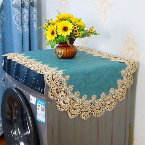 European style waterproof and oil-proof cover cloth drum washing machine cover fabric light luxury lace edge air conditioner refrigerator dust cover