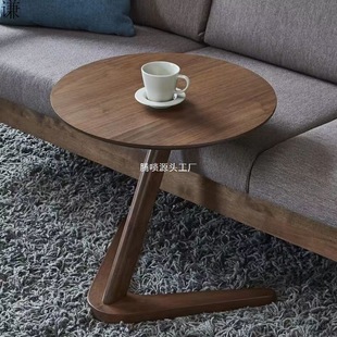 Solid Wood Side Table Movable Home Living Room Small Round Table Simple Hotel Bed and Breakfast Sofa Side Table Bedside Small Table