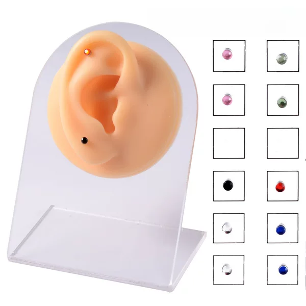 Cross-border new 12pc non-hole nose nail non-perforated diamond magnetic lip nail small ear nail small size ear bone nail