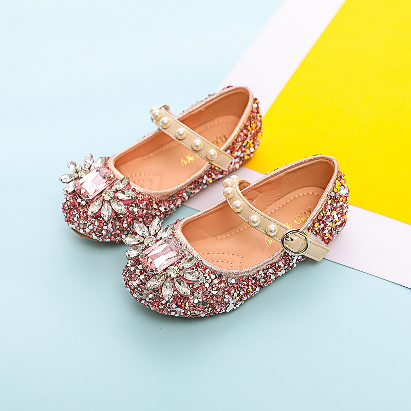 Girl Pearl Sequin Soft Sole Single Shoes