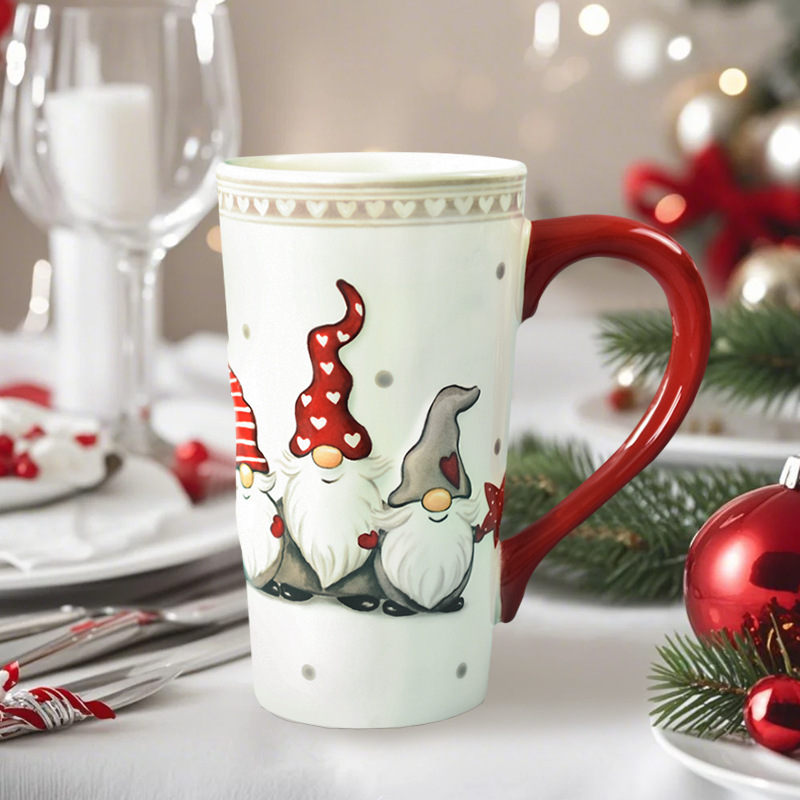 Nórdico Iins Santa taza de agua de oficina taza creativa de cerámica pintada a mano taza de marca