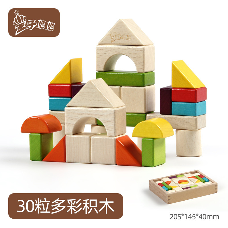 Bloques de construcción coloridos de madera de haya que ensamblar juguetes educación temprana Niños niños y niñas educativos gran partícula de madera 2-3-6 años image 6