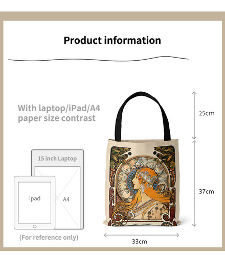 Amazon Cross-border Supply Source Muxia Zodiac Poster Digital Printing Eco-friendly Bag Retro Canvas Bag