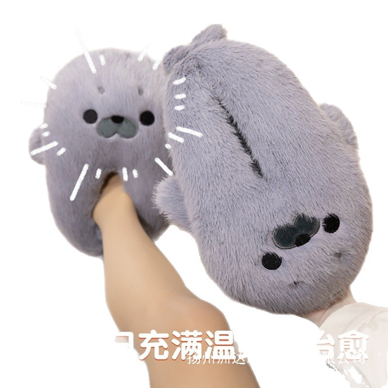 Zapatos de algodón de foca transfronterizos de invierno para niñas lindos bolsas de tacones para casa zapatos de algodón de peluche calentamiento
