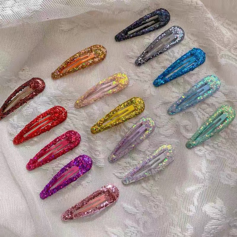 Onion powder sequins BB clip dusting radium radiation hairpin Net red side clip performance stage clip bangs clip glitter hair clip