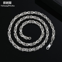 项链新款999纯银项链男士龙头时尚霸气链子足银潮男龙骨链银饰品