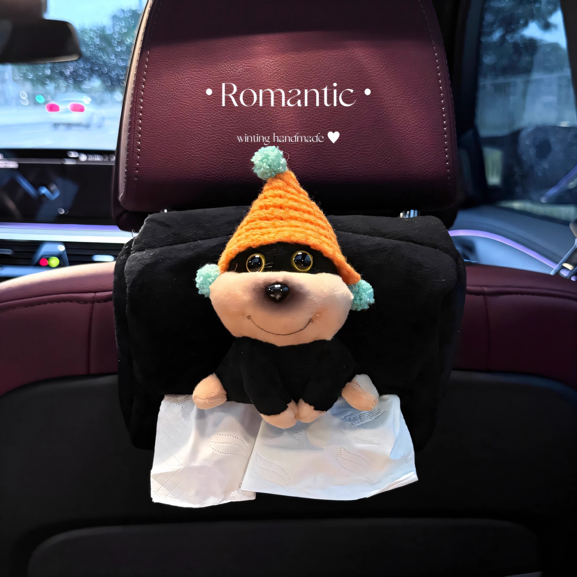 Caja de toallas de automóvil creativa abeja cachorro lindo asiento de automóvil bolsa colgante decoración de joyería de chicas 2025 nuevo image 1