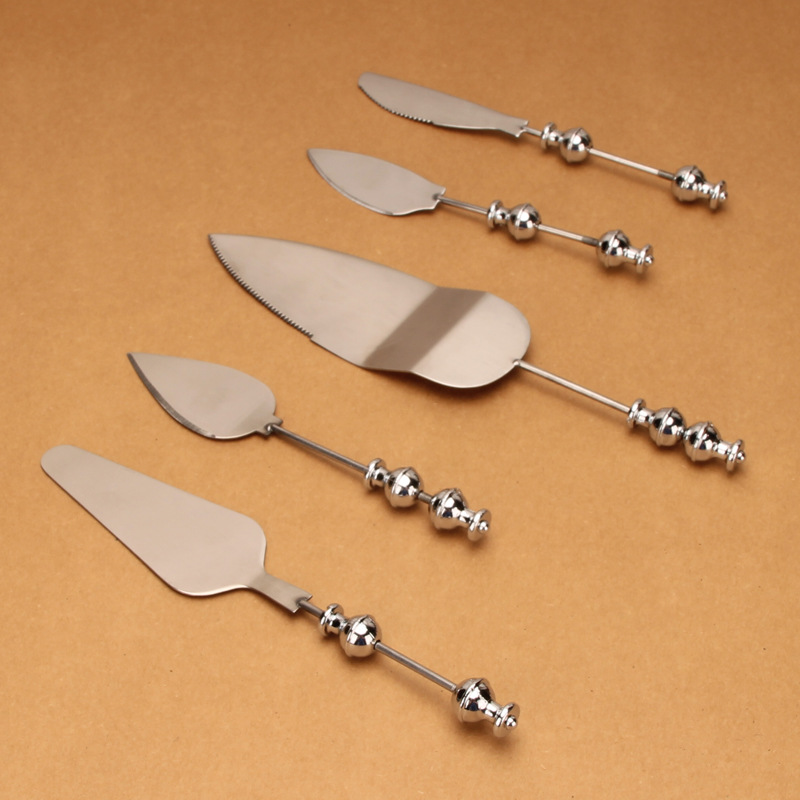 Pala de pizza con cuentas, cuchillo de pan, cuchillo de crema de mantequilla, cimitarra de queso de acero inoxidable, cuchillo de mesa, bricolaje con dientes, nueva vajilla