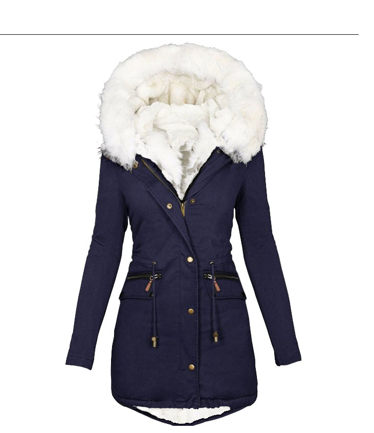 Damen Wintermantel Mit Fellkapuze Und Plüschfutter Für Den Winter_voghion.com