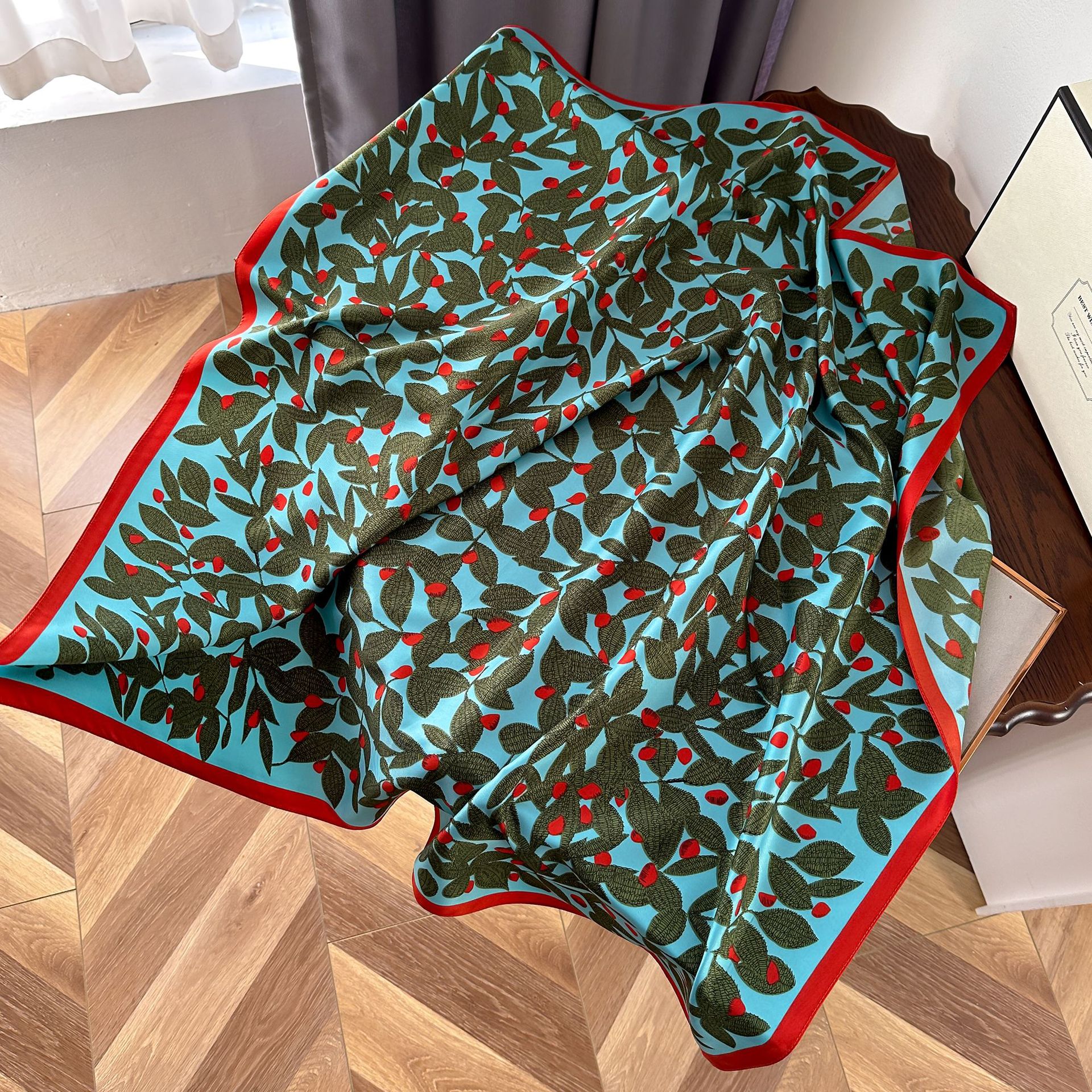 Twill silkesjal för kvinnor stor sjal för höst och vinter_voghion.com