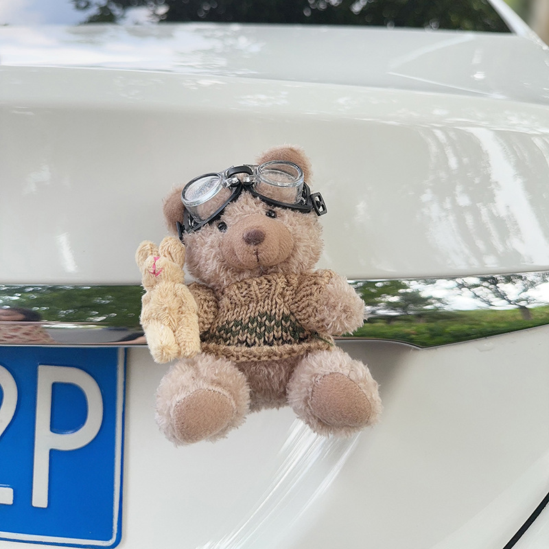 Colgante de cola de automóvil lindo peluche oso muñeca muñeca baúl de automóvil decoración de decoración de motocicleta eléctrica