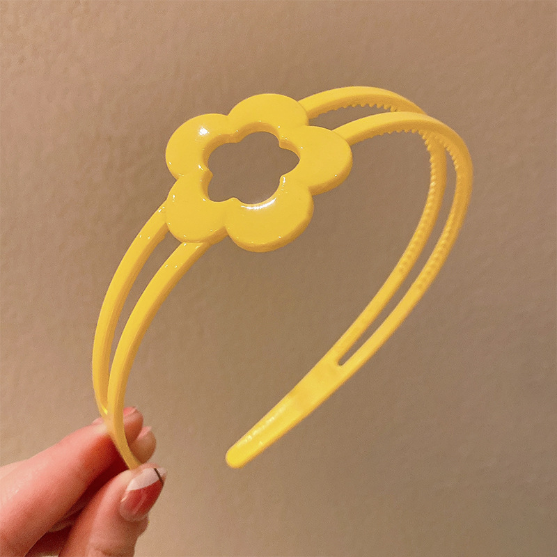 2023 nuevos niños diadema lindo simple color caramelo hueco flor niña horquilla diadema antideslizante no apretado