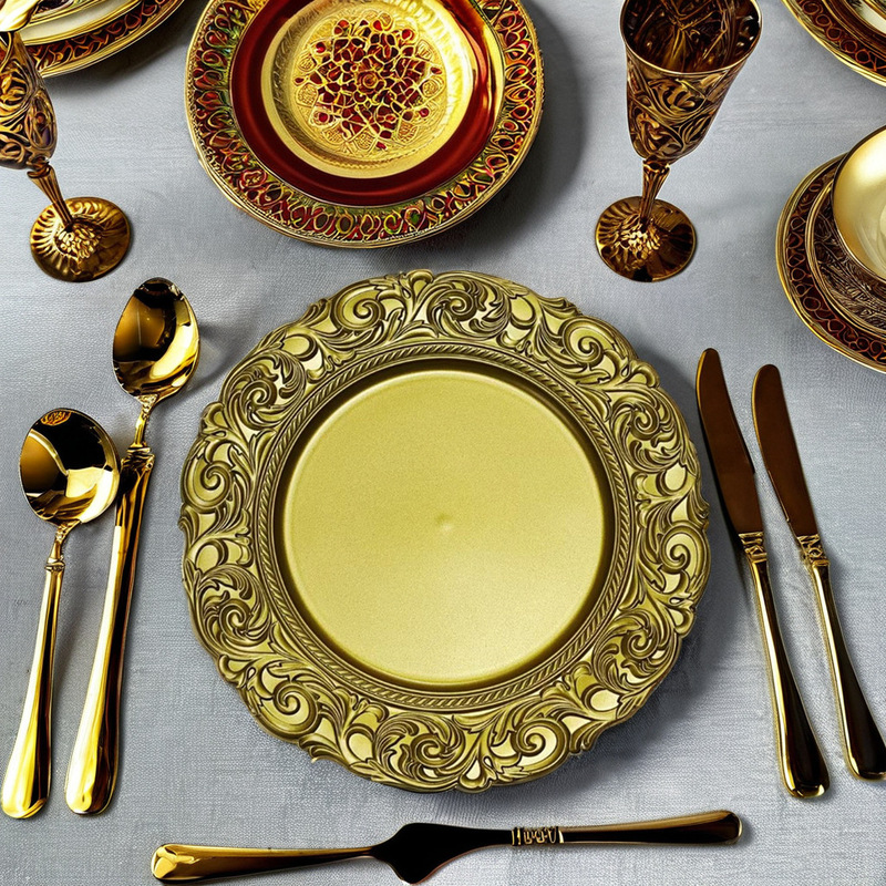 Charger Plates High-End Gold Export European Carved Plate Western Restaurant Christmas Party Tray Pad