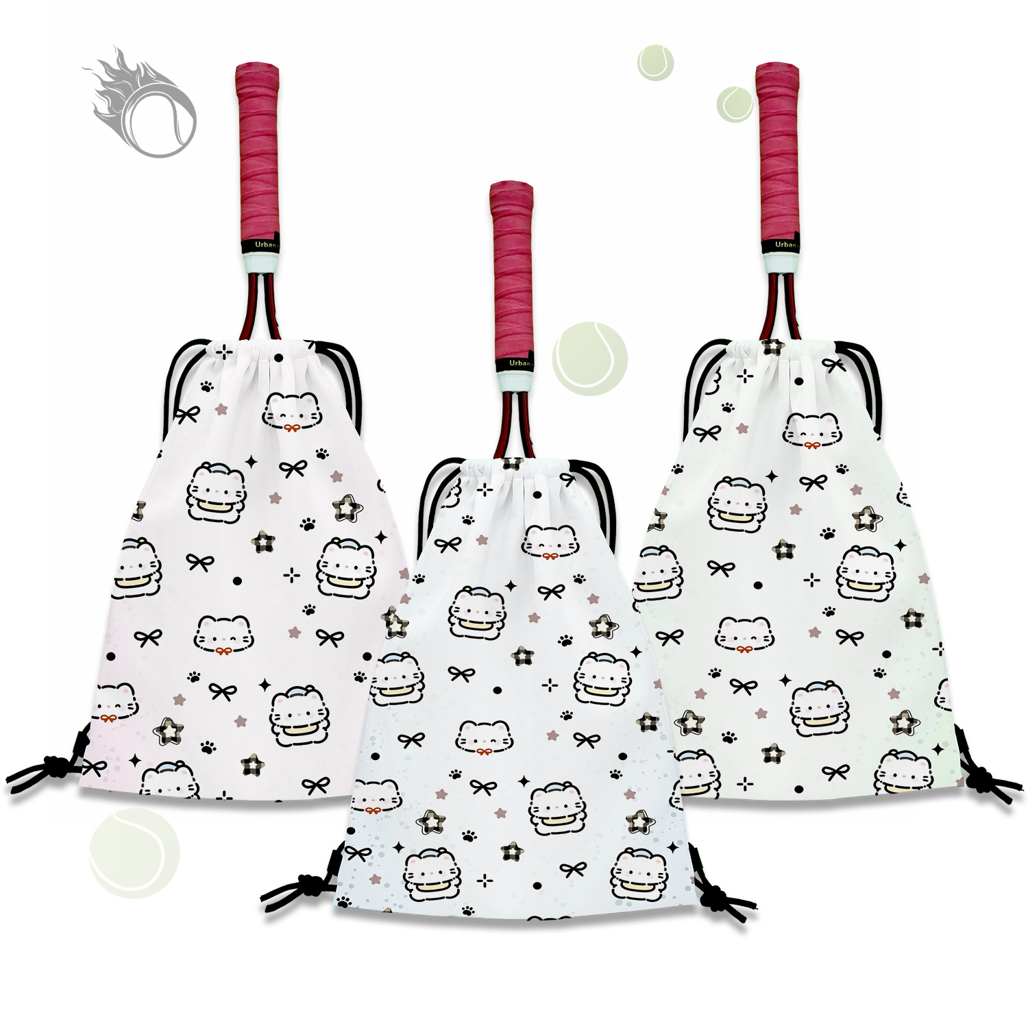 Star Kitty Tennis Backpack New Style Tennis Bag Drawstring Portable Tennis Racket Storage Bag Tennis Racket Bag