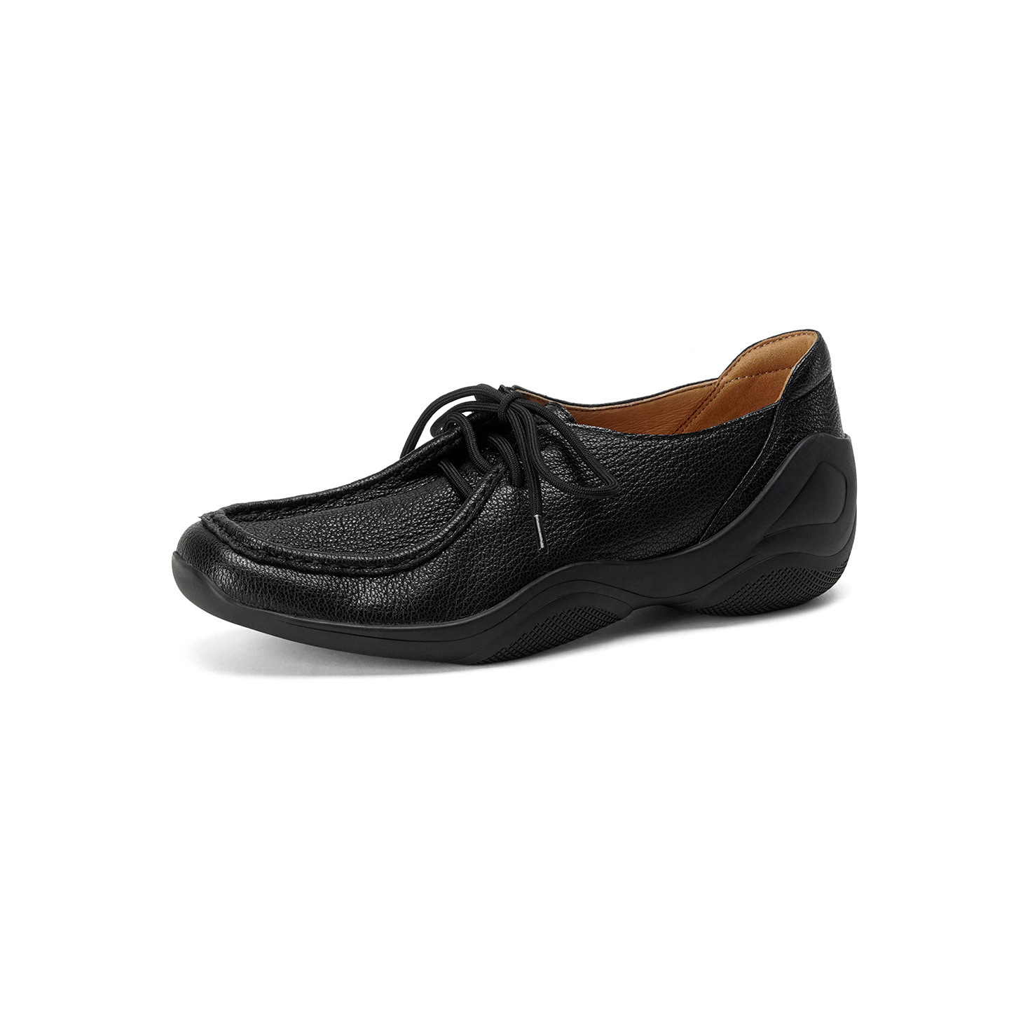 Giày lười nữ mũi vuông da cừu mềm phong cách DeTrain vintage, đế bệt buộc dây — màu nâu chi tiết 18