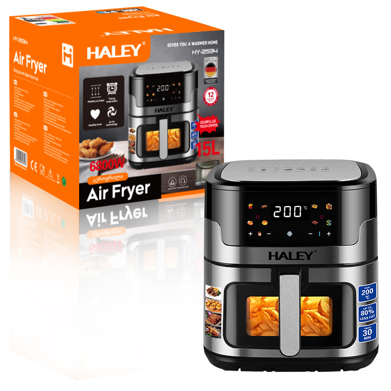 Haley European Cross-Border Stainless Steel Visual Air Fryer Household New Multi-Functional Large-Capacity Smart Air