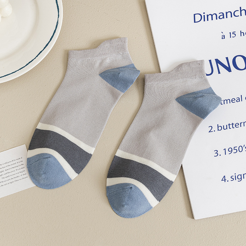 Calcetines de primavera y verano calcetines de algodón de los hombres bajo-top corto rayas transpirable deportes barco Calcetines Zhuji calcetines de hombre al por mayor