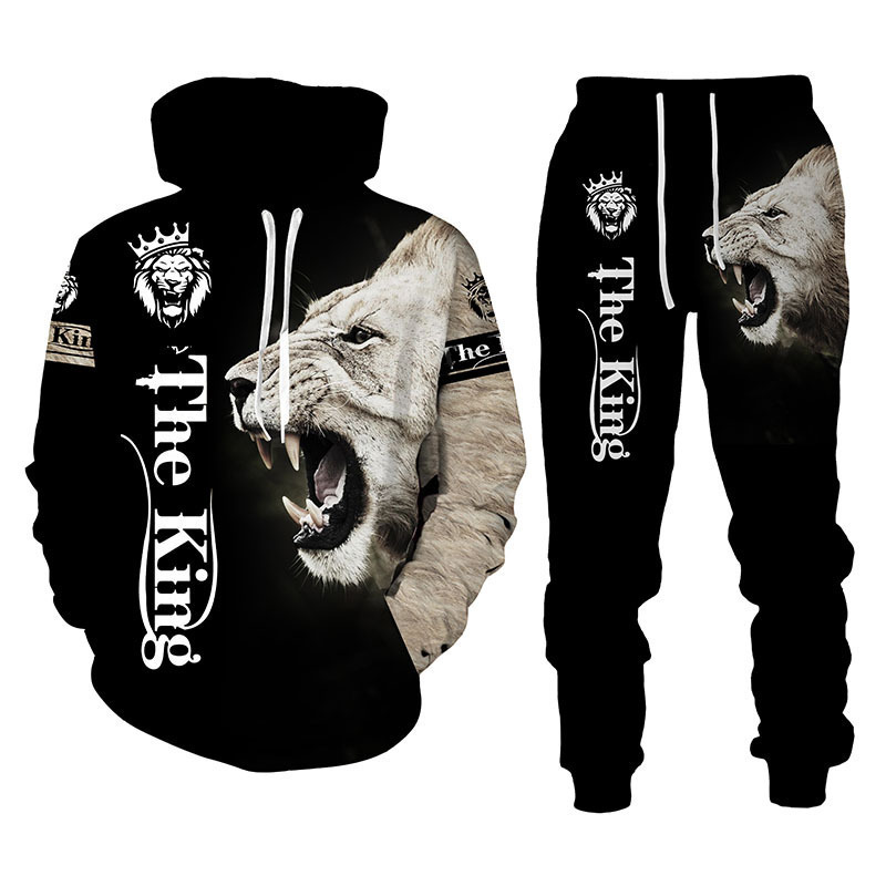 The Lion King Autumn and Winter 3D Printing Men's Hooded Sweatshirt Suit Men's Sportswear Sportswear Long Sleeve Men's Suit The Lion King Autumn and Winter 3D Printing Men's Hooded Sweatshirt Suit Men's Sportswear Sportswear Long Sleeve Men's Suit