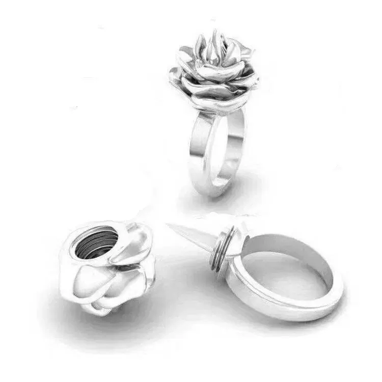 Self-Defense Finger Ring (Diablo) Adjustable Rose Spike, Metal, Women's Adjustable Opening